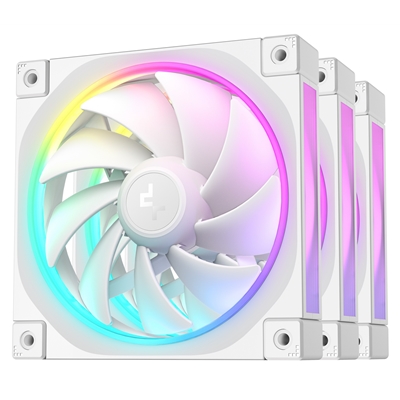 DeepCool FL12 120mm PWM 3 Pack White Fan - High Performance, Low Noise, Fluid Dynamic Bearing, 36 ARGB LEDs, 500-2150 RPM, 55 CFM Airflow, 4-Pin PWM Control - Image 2