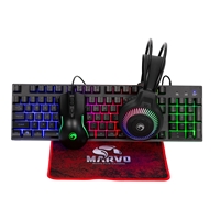 Marvo Scorpion CM416 Loot 40 4 in 1 RGB Gaming UK Layout Keyboard, Mouse, Headset and Mat Bundle (Black)