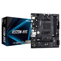 ASRock A520M-HVS Super Alloy AMD AM4 Socket Motherboard, Micro-ATX, 2x DDR4 Slots, 1x M.2 Socket, GbE LAN, 1x D-Sub / 1x HDMI Port