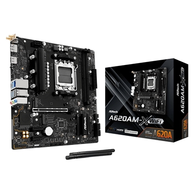 ASRock A620AM-X WIFI AMD AM5 Socket Motherboard, Micro-ATX, 2x DDR5 Slots, 2x M.2 Sockets, 2.5GbE LAN, Wi-Fi 5, 1x HDMI Port / 1x DisplayPort - Image 2