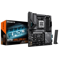 Gigabyte X870E EAGLE X3D WIFI7 AMD AM5 Socket Motherboard, ATX, 4x DDR5 Slots, 4x M.2 Sockets, Fitted I/O Shield, 5GbE LAN, Wi-Fi 7, 1x HDMI Port / 2x USB-C (USB4)