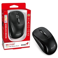 Genius NX-7123 Copilot AI Wireless Mouse, 2.4 GHz with USB Receiver, 1200 DPI, 4 Button with Scroll Wheel, Ambidextrous Design, Black