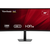Viewsonic VA3820C 38 Inch UltraWide Quad HD LED Curved Monitor with USB-C Hub, 4.8ms, HDMI, Display Port, 3840 x 1600, 75Hz, Speakers, Height Adjustable, Black