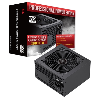 EVO LABS BR600-12BL 600W PSU,120mm Black Silent Fan with Improved Ventilation, Non Modular, High-Efficiency, PFC Certified, CE Compliant, Retail Packaged - Image 2