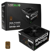 GAMEMAX RPG Rampage 600W PSU, 140mm Ultra Silent Fan, 80 PLUS Bronze, Non Modular, Flat Black Cables, Japanese TK Main Capacitor Fitted